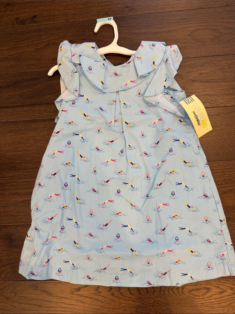 Genuine Kids by OshKosh B'gosh Blue Swimmer Print Dress Size 5T NWT - C8-037